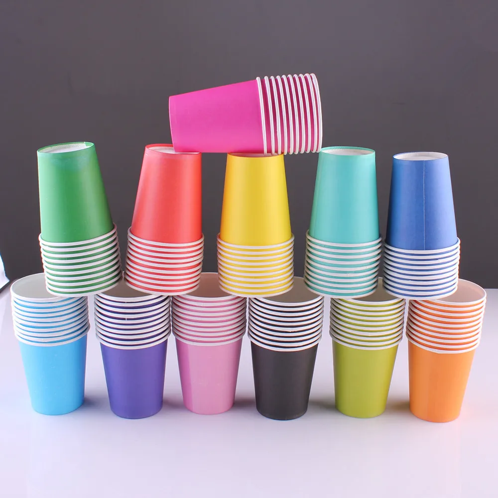 20Pcs/set  Blue Pink Yellow Colorful Disposable Tableware Happy Birthday Paper Plate Cup For Wedding Party Supplies Baby Shower