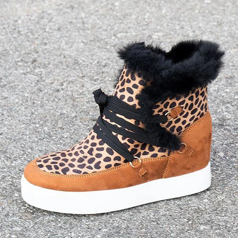 Antiskid Furry Booties Winter Women Ankle Boots side zipper Footwear Platform High Heels Wedges Shoes Woman | Обувь