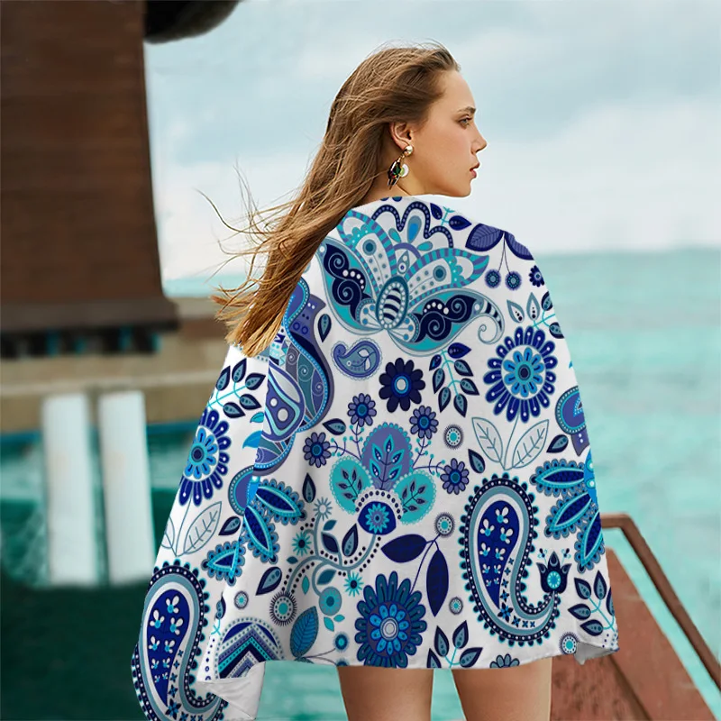 Пляжное банное полотенце Boho быстросохнущее из микрофибры коврик для йоги Ретро