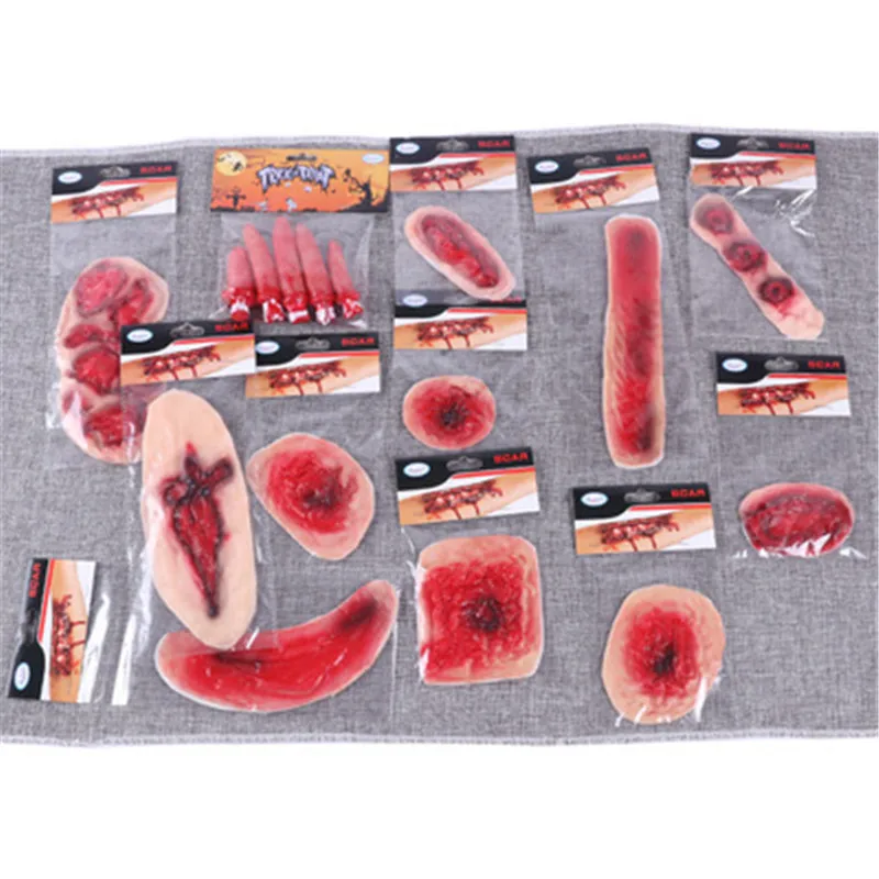 

3D Soft Latex Scars Tattoos Bloody Makeup Zombie simulation 3D Scars Halloween Decoration Wound Scary Blood