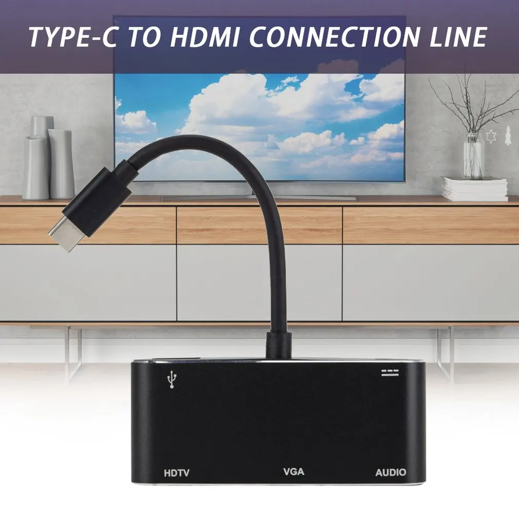 USB C к адаптер HDMI VGA HDMI/VGA/Аудио/USB 3,0 порт+ USB C порт(pd) конвертер для Macbook samsung Ноутбук