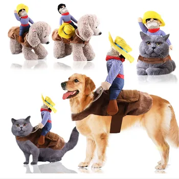 

Pet Dog Clothes Funny Creative Cute Cowboy Rider Style Dressing up Dog Coat Costume Jacket Soft Cotton Cat Clothes Pet Product
