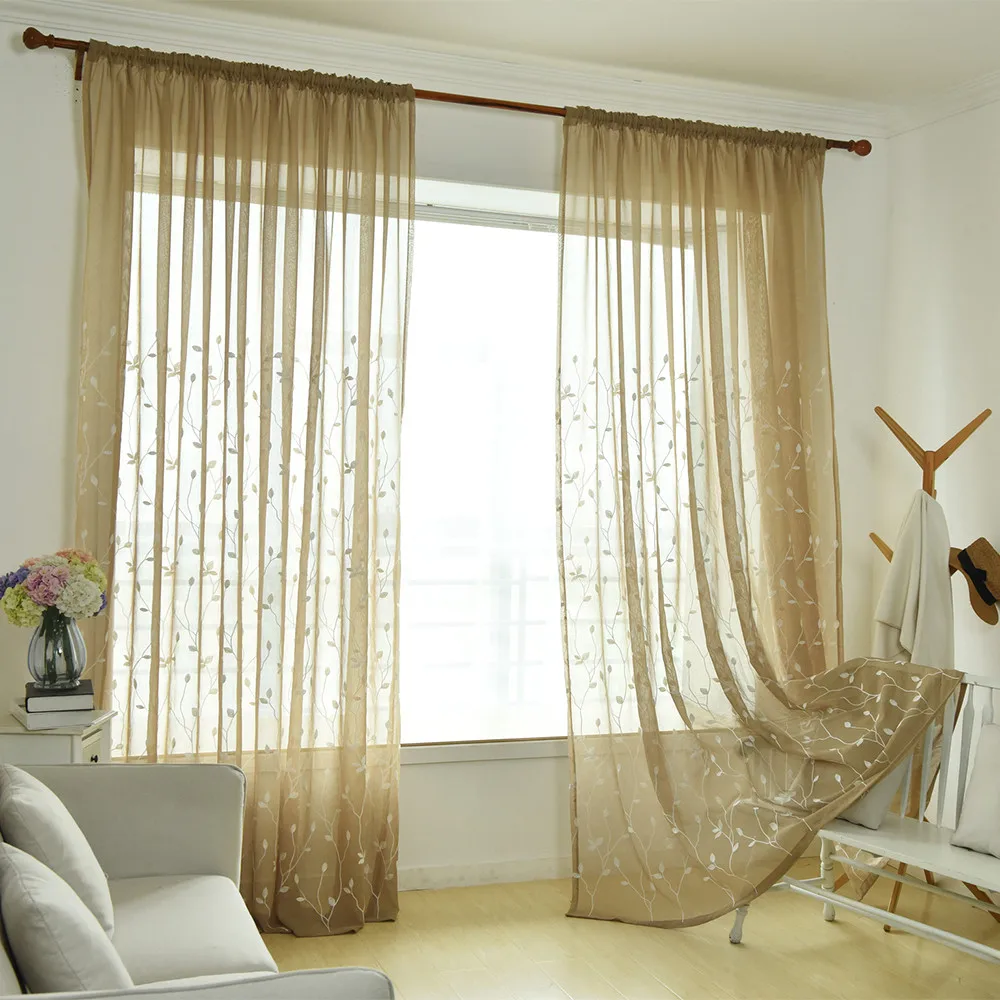 

European style jacquard design home decoration modern curtain tulle fabrics organza sheer panel window treatment white