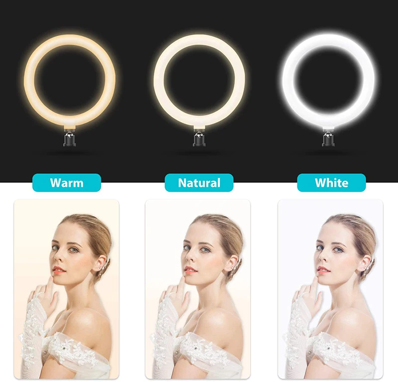 Conjunto de Suporte ao Vivo Compatível com 12-17 Desktop Anel Luz Microfone Montagem Portátil - 17-32 Monitor 7-13 Tablet 3.5- 6-em-1 10 Led - Image 3