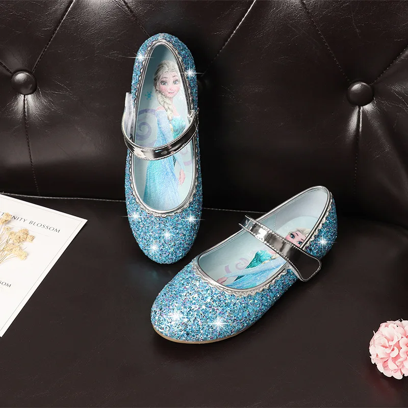 Дисней детская Принцесса хрустальная замороженная танцевальная обувь принцессы Повседневная обувь для девочек обувь с блестками
