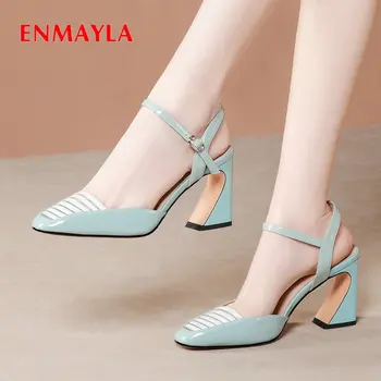 

ENMAYLA Genuine Leather Casual Slip-On Fashion Platform Sandals Office Lady Mixed Colors Shallow Luxury Shoes Women Designers