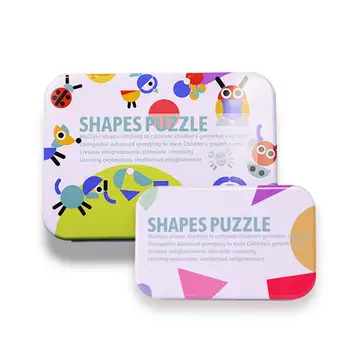 

Kuulee Three-dimensional puzzle Wooden Tangram Puzzle Jigsaw Geometric Shape Educational Toy for Kids wooden