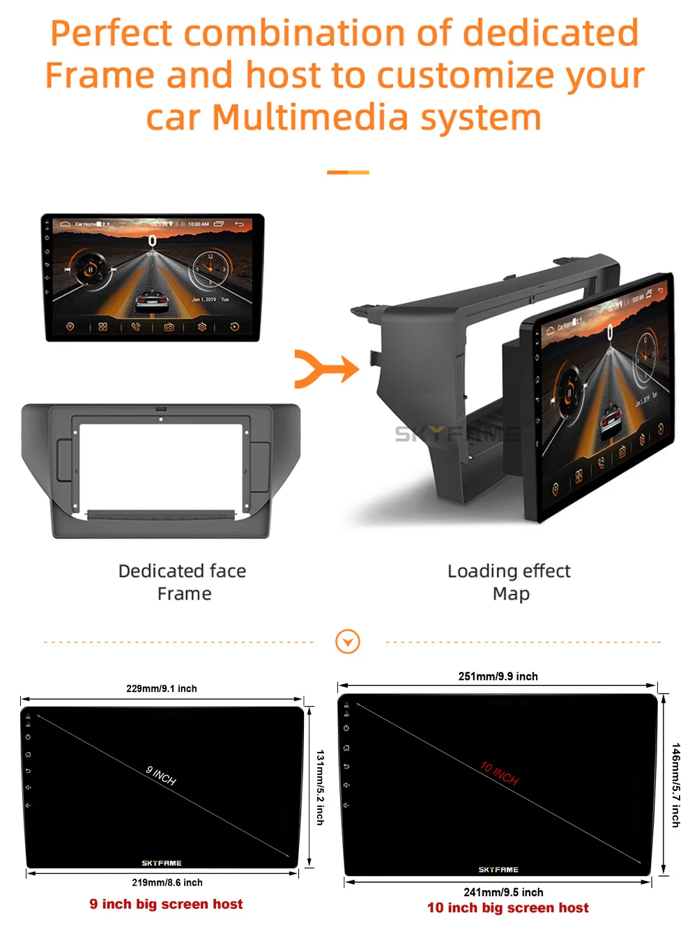 SKYFAME-Kit Adaptador Fascia Quadro Carro, Caixa Canbus,