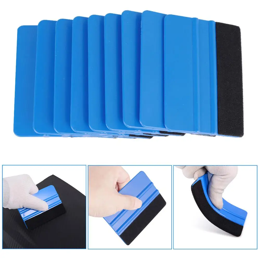 

10Pcs Blue Squeegee Felt Edge Scraper Car Decals Vinyl Wrapping Tint Tools Car decal Tools