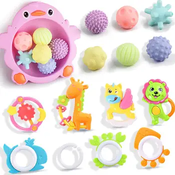 

DishyKooker Baby Hand Massage Ball Pinch Ball Multi-Texture Safety Can Bite The Teeth Glue Bath Play Toy