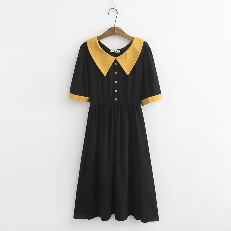 

2019 New Style Summer Fat Mm Retro Non-mainstream Black Panel High Waist Hugging Short Sleeve One Piece Long Skirts Women's Plus