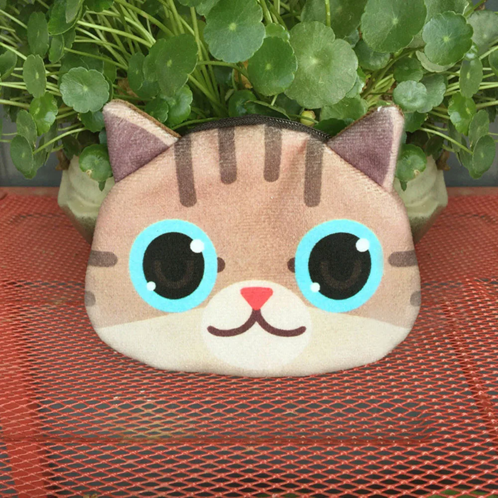 3D кошелек для девушек женская сумка на молнии лица мини кошек женские кошельки с