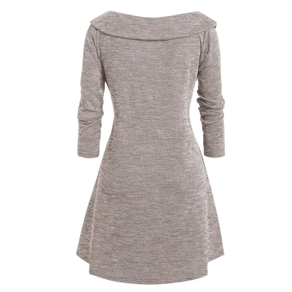 Модная Длинная блузка с v-образным вырезом размера плюс, повседневный зимний женский свитер с длинным рукавом