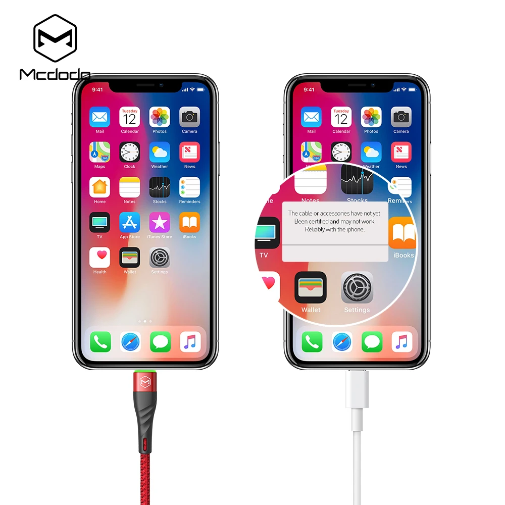 Кабель Mcdodo для usb lightning 1 м 2 светодиодный кабель зарядки iPhone xs max xr 8 7 6s plus ipad быстрой