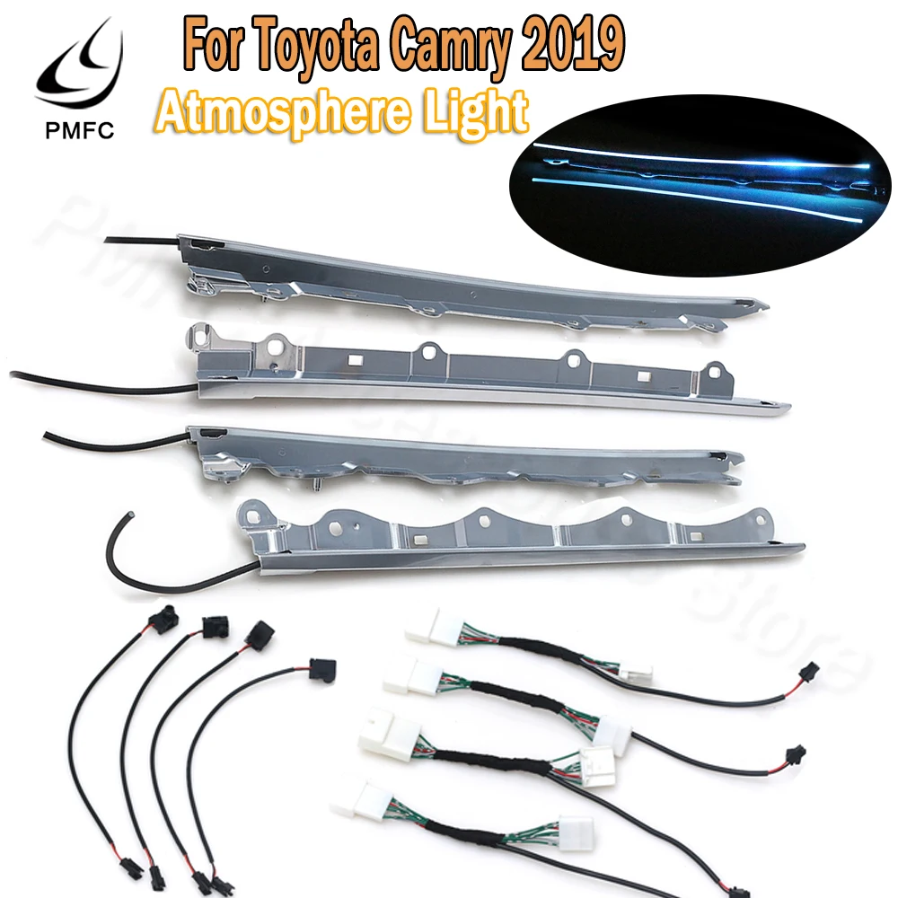 PMFC LED 4 Door Light Decorative Light Special Atmosphere Lamp Decorative Lamp Ice blue 12V For Toyota Camry 2019