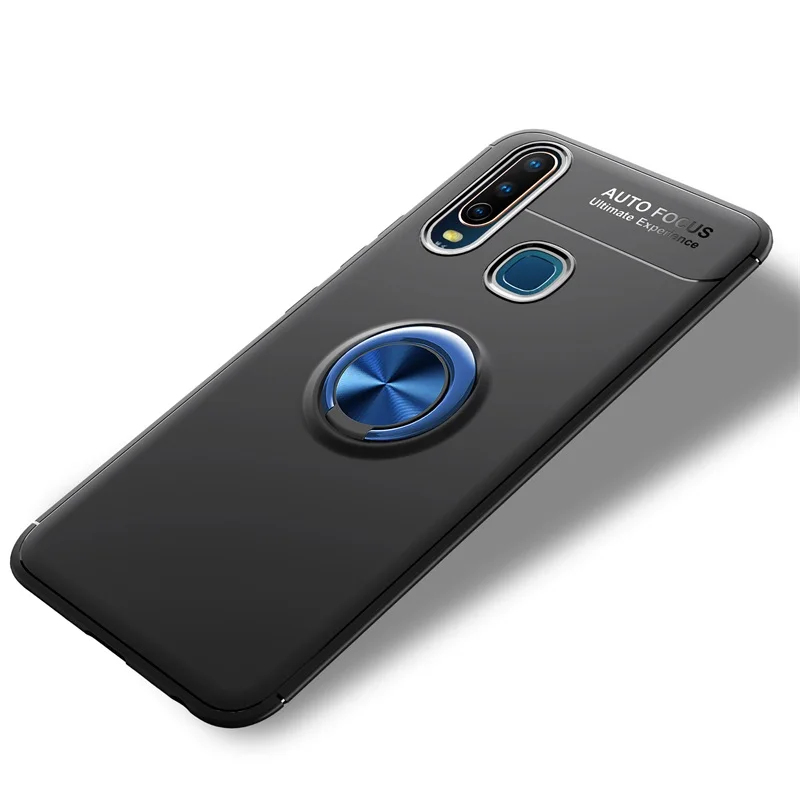 Роскошная Крышка для телефона VIVO Y12, чехол, держатель для пальцев, мягкое силиконовое покрытие, задняя крышка для VIVO Y12, чехол, тонкий Чехол - Цвет: blue black