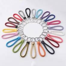 Креативный полностью ручной работы плетеный кожаный канат для мужчин и женщин брелок кольцо для ключей для пары PU кожаный автомобильный брелок маленькие подарки