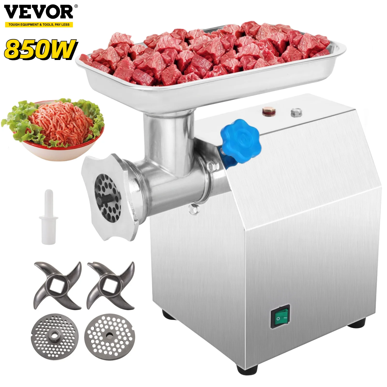 VEVOR 122Kg/H Electric Meat Mincer Grinder 850W Commercial Kitchen Chopper Food Processors Sausage Maker Machine Home Appliance | Бытовая