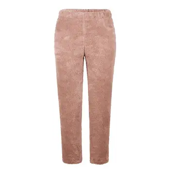 

Winter Women Warm Soft Plush Flannel Pajama Sleep Bottoms Night Wear Solid Color Loose Long Pants Thicker Trouser Sleepwear