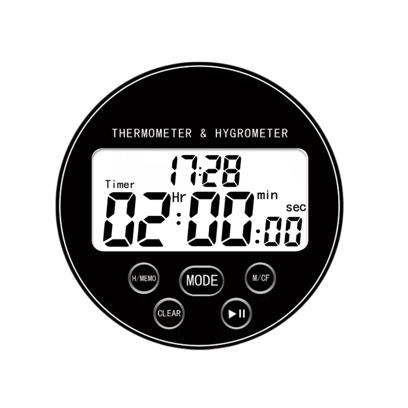 

Digital Wireless Thermometer with Hygrometer Temperature Gauge Calendar Alarm Indoor Multifunctional Lcd Display and Timer