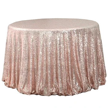

72 Inch Round Party Tablecloth Rose Gold Sequins Tablecloth Wedding Cake Tablecloth Tablecloth Decoration-ABUX