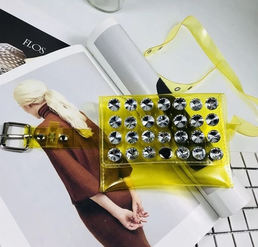 Пояс женский ремень ретро Стразы Радужная поясная сумка Прозрачная поясная сумка в стиле панк модная дамская поясная сумка модные кошельки