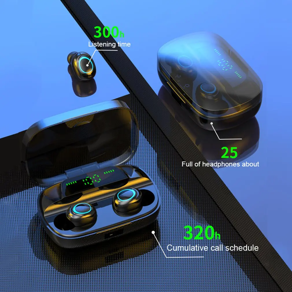 3500mAh LED Bluetooth Wireless Earphones Headphones Earbuds TWS Touch Control Sport Headset Noise Cancel Earphone Headphone