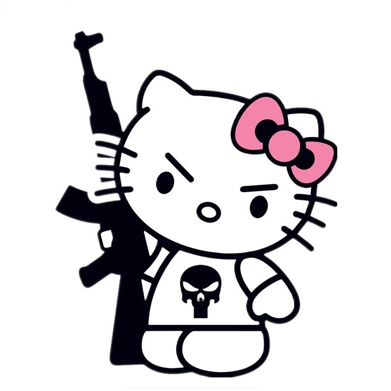Fuzhen Boutique Decals Exterior Accessories Kitty Gun Bad Gangster Funny  Anime Cartoon 3D Stickers for Car Mercedes Skate Deca|Car Stickers| -  AliExpress