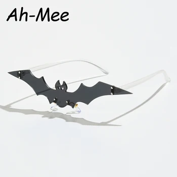 

Black Sunglasses Women Unique Bat Shape Sun Glasses Men Rimless Christmas 2020 Gothic Eyeglasses Punk Trend Ladies Oculos