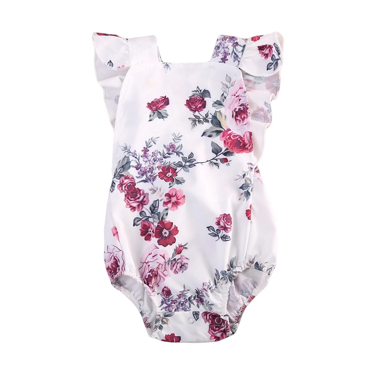 Lovely Purple Rose Newborn Infant Baby Girls Sleeveless Playsuit Romper Jumpsuit Outfit Clothes