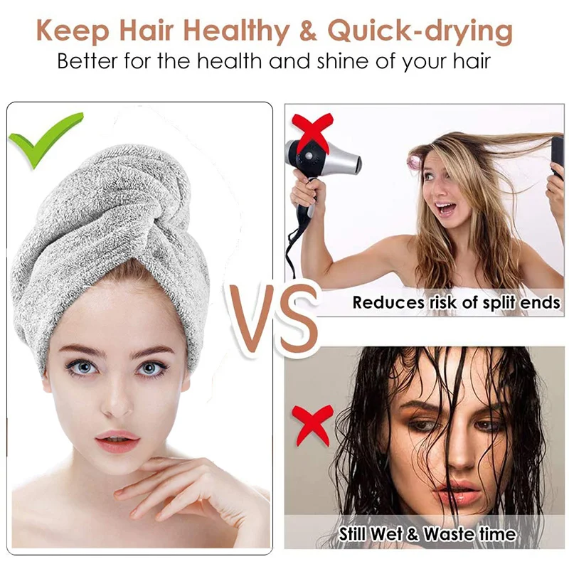 Eco-friendly Super Absorbent Hair Towel Soft Bath Head Turban Wrap Quick Dry Shower Hair Towels Hat For Drying Hair Women Girls