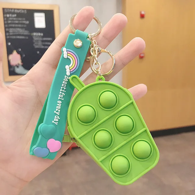 New Popit Mini Money Wallet Fingertip Toys Push Bubble Popite Pendant Bag Hot Sale Adult Decompression Toys Children Anti-Stress ice cream 05