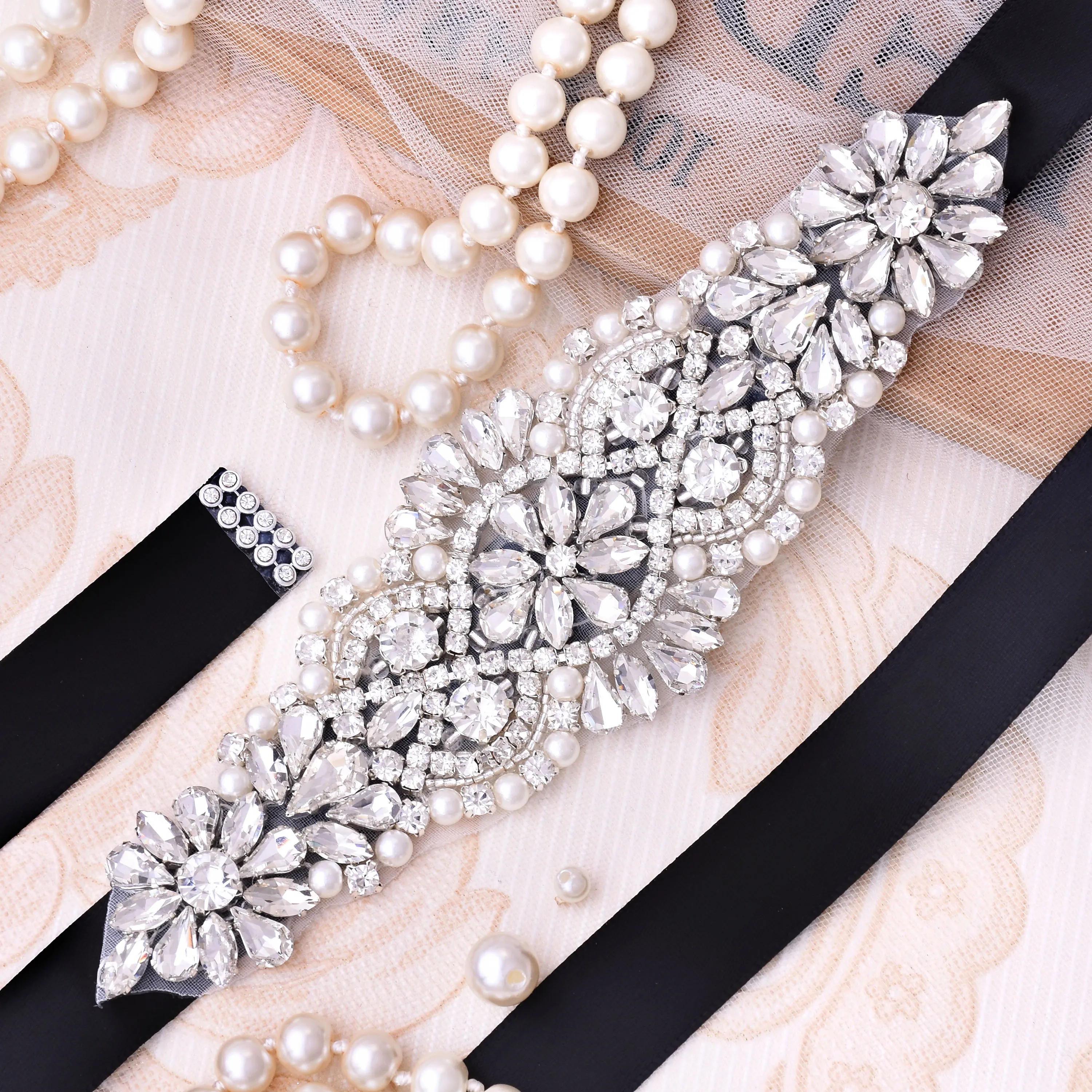 

Crystal bridal belt with Ribbon Silver Wedding Belt Rhinestones Bridal Sash For Wedding Party Dress Handmade J103S