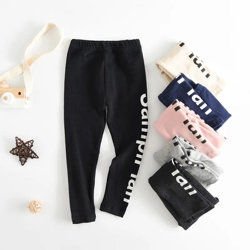 Autumn Toddler Baby Girls Letter Pattern Pants Leggings Children Cute Stretchy Trousers Bottoms