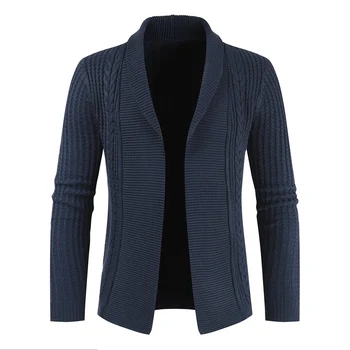 

Cardigan Autumn Solid Color Knit Men's Thicken Warm Sweater Jacket Fashion Casual Simple Style Youth Lapel Knit Top