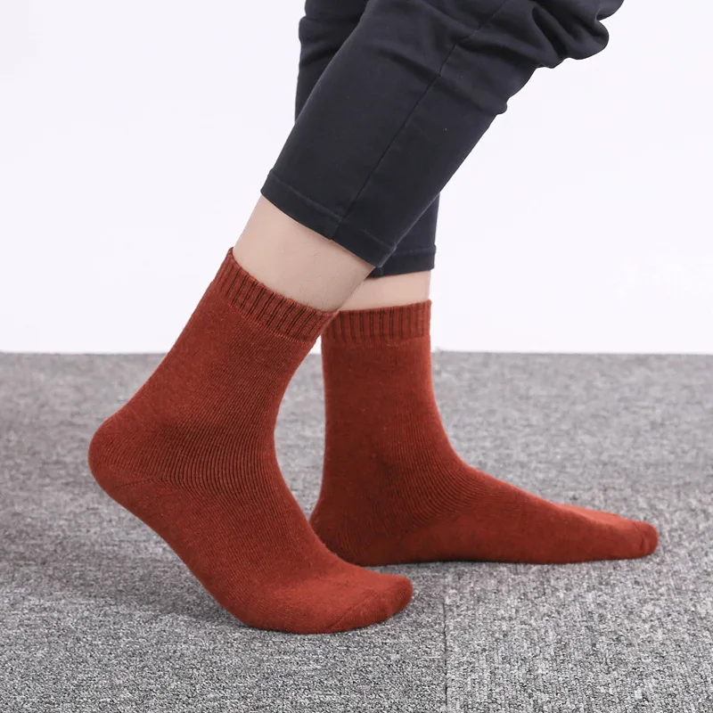 Мужские махровые носки, хлопковые утолщенные однотонные носки для волос, осенние и зимние теплые мягкие носки, носки для полотенец, носки темного цвета