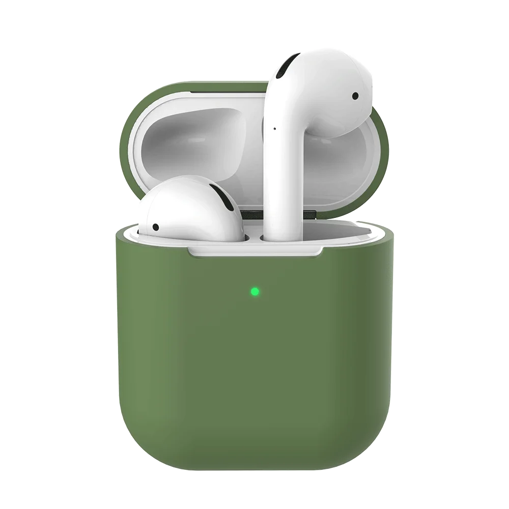 Avocado green Роскошные силиконовые защитные чехлы для Apple Airpods крышка Беспроводная Bluetooth наушники чехол для Apple Airpods 2 зарядная Коробка Чехол - Цвет: Avocado green
