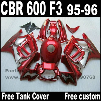 

Tank cover + Full fairing kit for HONDA CBR600 F3 1995 1996 motobike CBR 600 95 96 black red fairings set SJ30