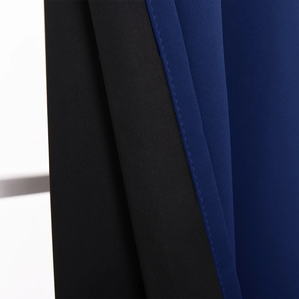 Navy Blue Полиэстер затемненные оконные занавески с ушками, Модный Полный светильник, блокирующие занавески с черным вкладышем для декора гостиной, 1 шт - Цвет: Navy Blue