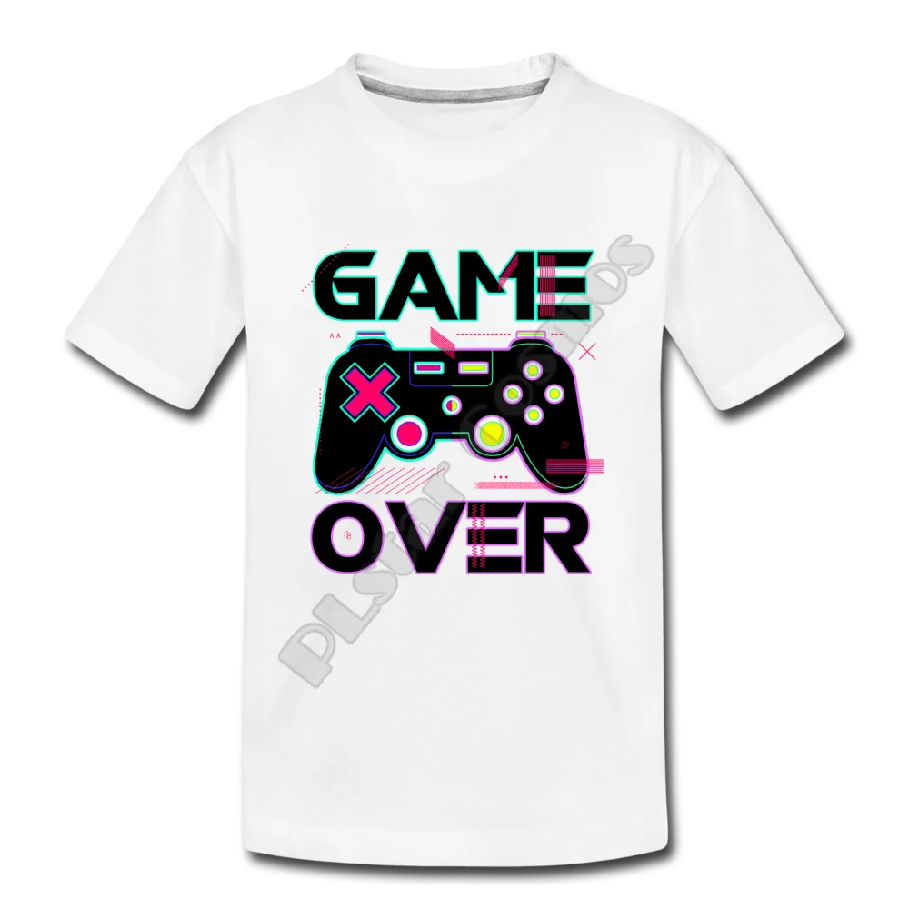 

Детская футболка с 3D-принтом Game Over Gamer, детские футболки с коротким рукавом для мальчиков и девочек, забавное летнее животное 03