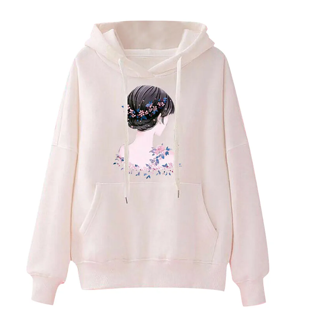

Fashion Women Sweatershirt Long Sleeve Hoodie Pockets Drawstring attractive Sweatershirt 2019 new arrival hot sale aug 10