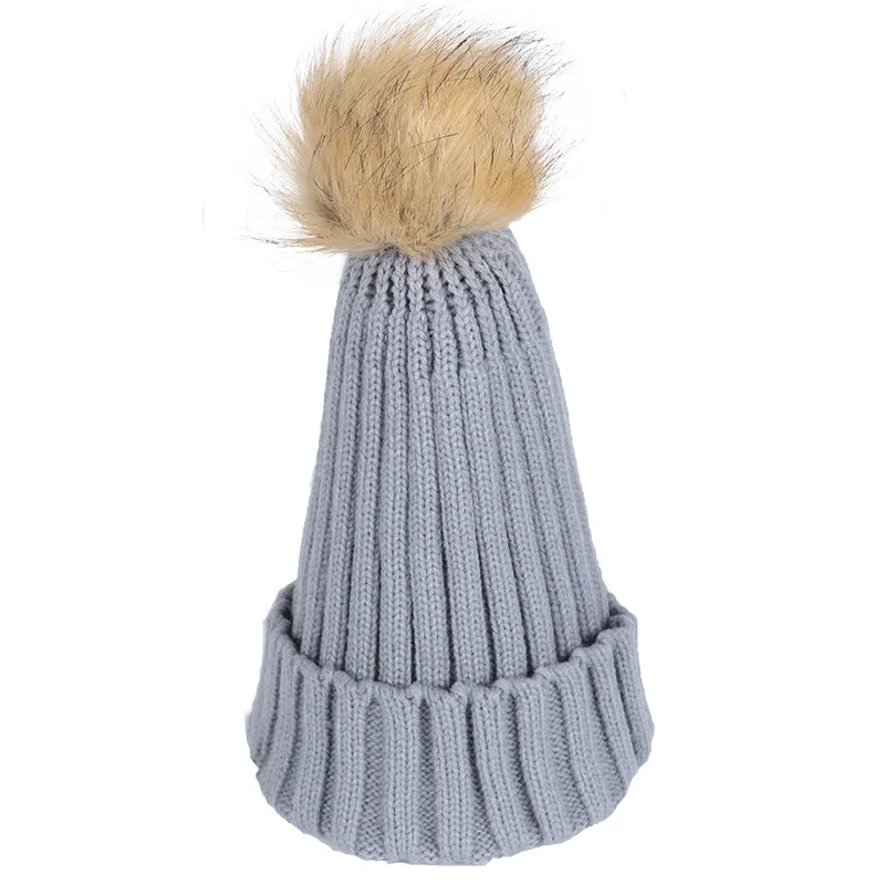 Серый Skullies Beanie осень и зима монохромные шерстяные шапки для мужчин и женщин теплые и безупречные простые вязаные шапки дикие волосы мяч завивка шляпа - Цвет: Серый