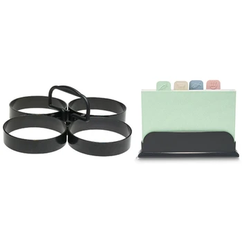 

4pcs Kitchenware Omelette Tool, Non-Stick Egg/Pancake Ring & 4pcs Food Chopping Board Set Cutting Non Slip with Stand