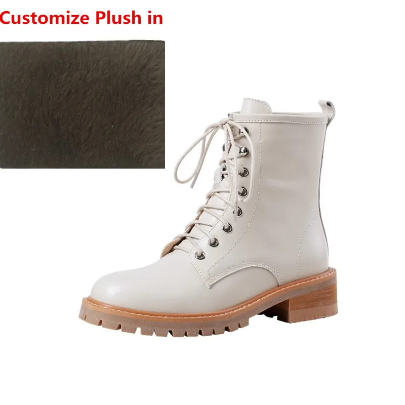 Plush in Prova Perfetto/ г.; женские зимние ботинки из натуральной кожи; женская повседневная обувь; Botas Mujer; женские ботильоны белого цвета - Цвет: Plush in