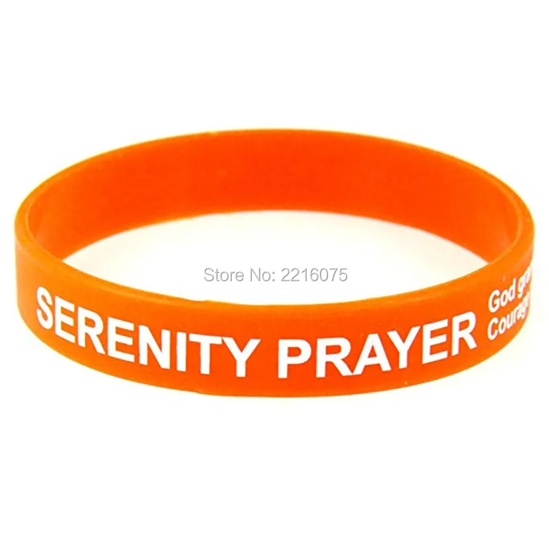 300pcs Yellow White Orange Pink Serenity Prayer God Grant Me wristband silicone bracelets free shipping by DHL A