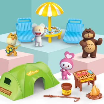 

DIY 1:12 Forest Family Villa Furniture Set Toy Pretend Small Dollhouse Fluctuation Bed Sets Tent Doll House Toys For Kids Gift