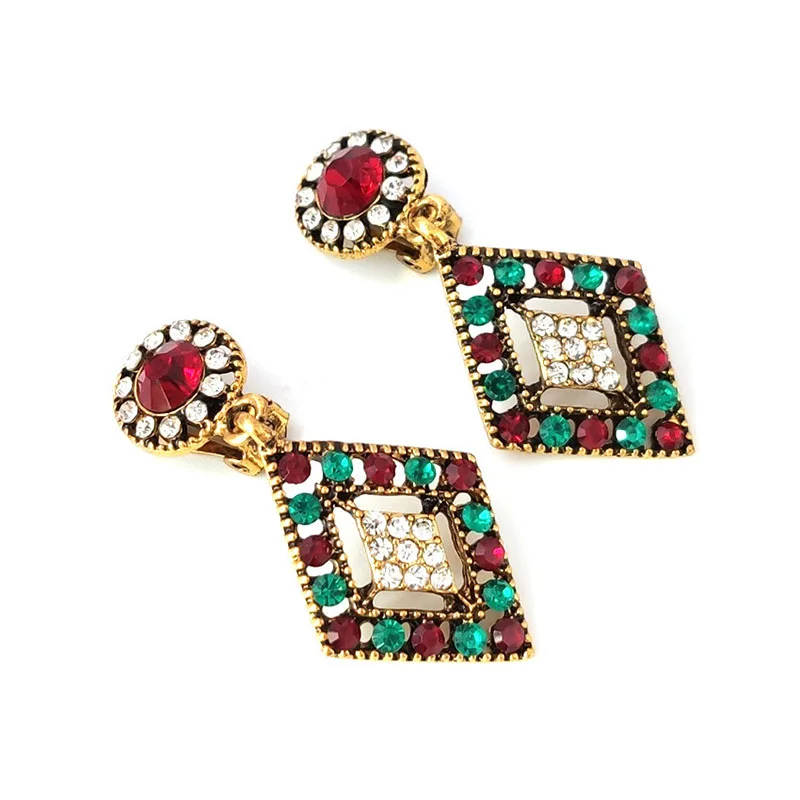 Модные серьги-клипсы для пирсинга, Европейский стиль, Ретро стиль, полые серьги для женщин, стразы, геометрические ювелирные изделия, серьги для свадьбы