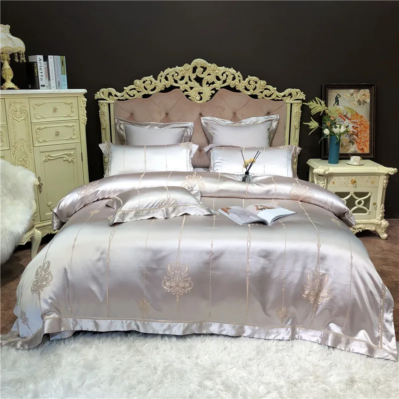 1 Класса люкс с серебристым жаккардовое Постельное белье queen/king size комплект постельного белья 4/7 шт. пододеяльник комплекты комплект постельного белья - Цвет: 1