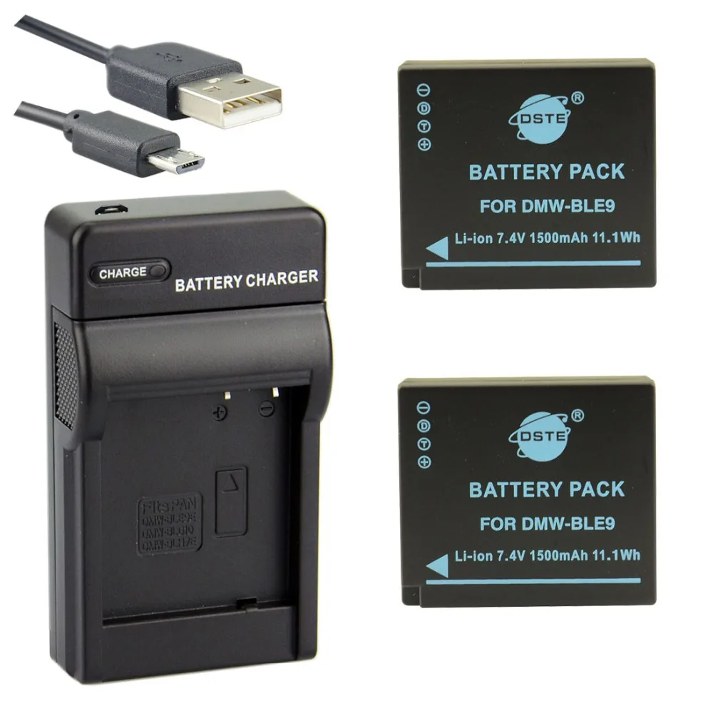 Комплект 1500mAh 7,4 V DMW-BLE9 BLE9 полный декодированный DSTE батарея камеры DSLR lcd двойное зарядное устройство для Panasonic DMC-GF3 DMC-GF5 - Цвет: 2Battery1USBCharger