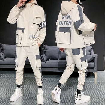 

Hip-hop Men Suit Track Suits Sweatsuit Man Tracksuit Mens Set Pant Zipper Pockets Outwear Ropa De Hombre Ropa De Hombre BE50JK